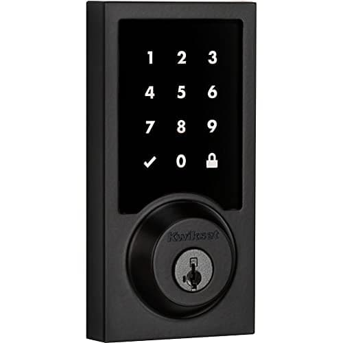 Kwikset 916 Keyless Entry Touchscreen SmartCode Electronic Deadbolt Smart Lock Featuring SmartKey Security and ZigBee 3.0 Technology in Contemporary Matte Black, Zigbee Hub Sold Separately