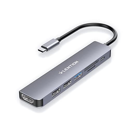LENTION USB C Hub with 100W Charging, 4K HDMI, Dual Card Reader, USB 3.0 & 2.0 Compatible MacBook Pro, New Mac Air/Surface, Chromebook, More, Stable Driver Adapter (CB-CE18, Space Gray)