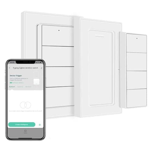 Wireless Zigbee Smart Button, 4-Way Remote Control Button Switch for Smart Home Devices, Scene Controller, Compatible with Tuya, Home Assistant, Homey, Hubitat, Requires Tuya Zigbee Hub