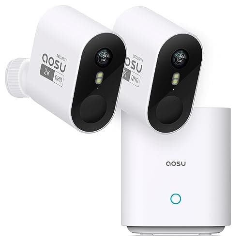 aosu Security Cameras Wireless Outdoor Home System, True 2K HD Night Vision, No Subscription, 240-Day Battery Life, 166° Wide View, Spotlight & Siren Alarm, Motion Alert, Support 2.4 & 5GHz WiFi