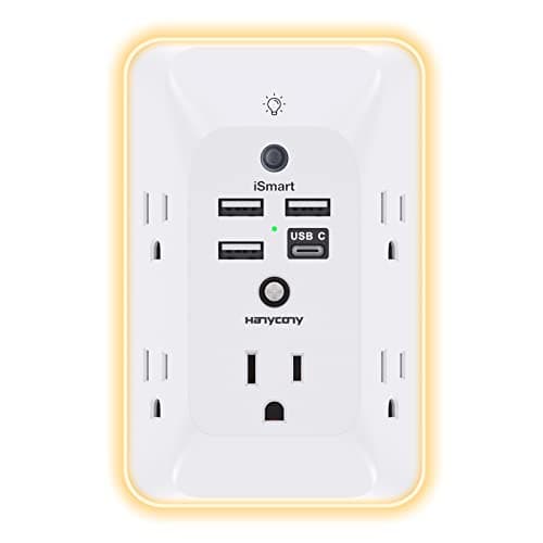 Outlet Extender with Night Light, HANYCONY Multi Plug Outlet