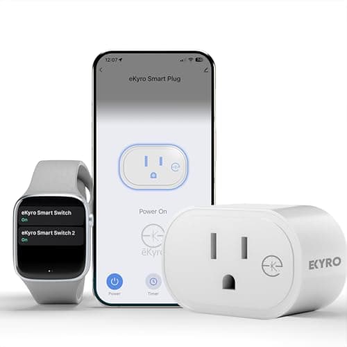 eKyro Smart Plug | Compatible with Alexa, Google Home Assistant, iPhone, Siri, Android, Power Tracking 15A 1800W, No Hub Required Energy Monitoring Outlet (Non-Energy Monitoring, 1)