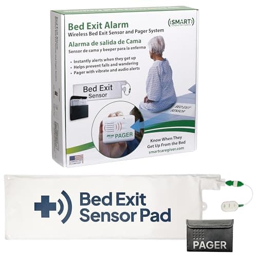 Smart Caregiver Bed Exit Alarm with Wireless Pager - Early Alert Fall Prevention for Seniors and Elderly - Weight Sensing Bed Pad Alerts Caregiver When They Get Up - USA Company and Customer Service