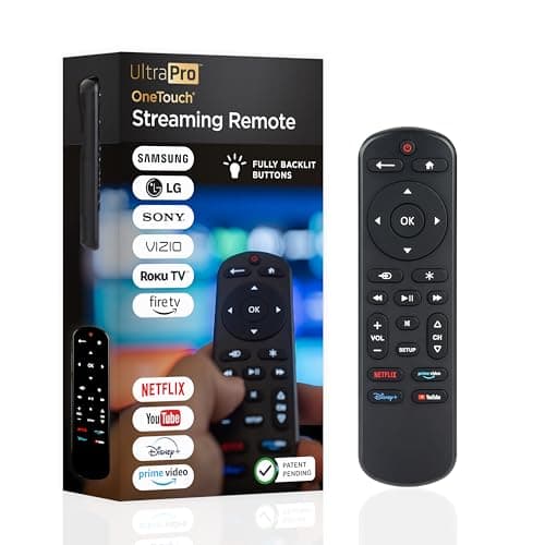 UltraPro OneTouch Universal Remote Control for Samsung TV, LG Universal Remote Control for Smart TV, Roku Remote Replacement, Vizio, Sony, Backlit, Black, 83758