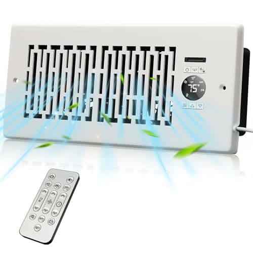 MOTCTQVD Register Booster Fan Fits 4” x 10” Register Holes, Smart Control Heating Cooling AC Vent Fan, 10-Speed Quiet Register Vent Booster Fans with Thermostat Control & Remote Control