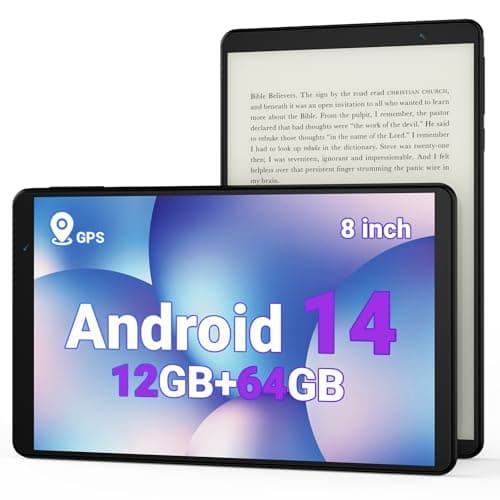 Tablet 8 inch, Android 14 Tablet with GPS Built in, E-Reader,12GB RAM 64GB ROM (1TB Expand), 8MP Camera, 2.0GHz Processor, 2.4GHz&5GHz Wi-Fi/BT5.0, N8 Tablets with FHD Screen for Gaming and Reading