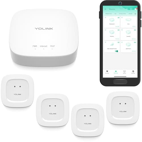 YoLink Water Leak Starter Kit: Hub + 4 Leak Sensor 1 (Silent),  LoRa Long-Range, App/SMS/Email Alerts, D2D Offline Triggers, 2 AAA Up to 5-Year Battery, Compatible with Alexa/IFTTT/Home Assistant