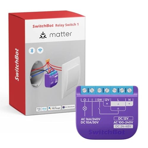 SwitchBot WiFi Switch Compatible with Alexa/Apple Home/Google Home/Matter (Hub Required), Power-Measuring Relay Switch Module with Integrated Bluetooth Repeater and Dry Contact, 2.4 GHz, 16 A