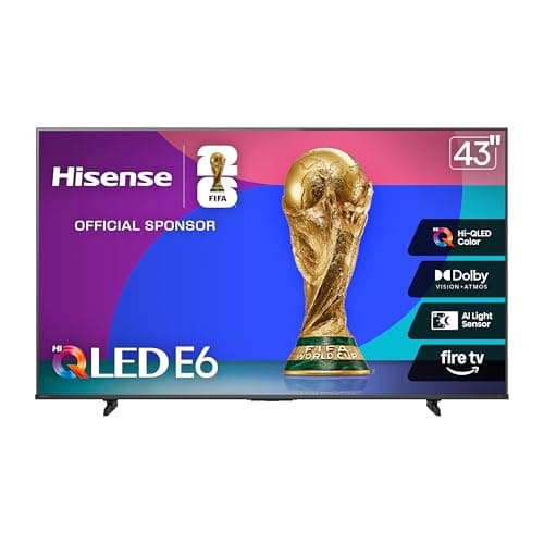 Hisense 43" E6 Cinema Series Hi-QLED 4K UHD Smart Fire TV (43E6QF, 2025 Model) - AI Light Sensor, Dolby Vision · Atmos, Voice Remote with Alexa, Motion Rate 120, HDR 10+ Adaptive, Game Mode Plus