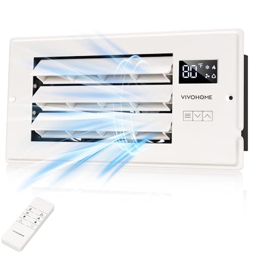 VIVOHOME 4'' x 10'' Opening Register Booster Fan with Adjustable Wind Direction Louver, Smart Intelligent Thermostat & 10-Speed Remote Control - 11.4" x 5.5" Vent Cover for Room, Floor, Wall - White