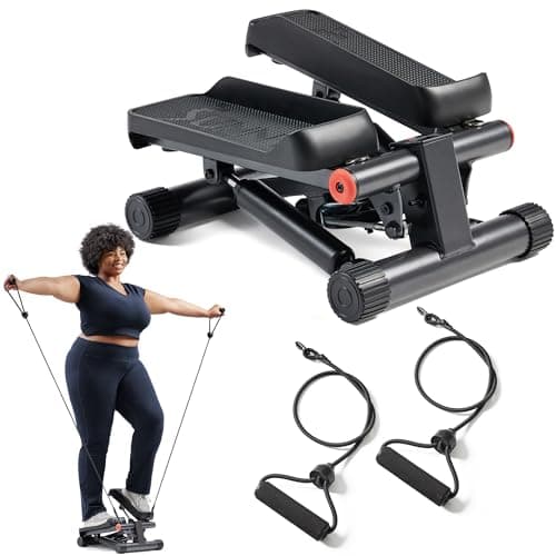 Sunny Health & Fitness Mini Steppers for Exercise at Home, Stair Step Workout Machine with Optional Resistance Bands, Full Body Cardio Equipment, Optional Free SunnyFit App Connection Smart Stepper