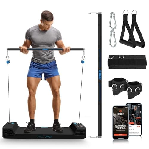SQUATZ Apollo Board Mini: 150lb Resistance Smart Cable Machine, Functional Trainer for Full Body Workouts, Full Body Strength, Digital Home Gym Equipment with Free App includes Accessories, Blue