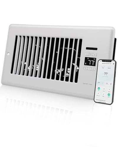 Super Quiet Register Booster Fan for 6" x 10" Register Holes, Smart Register Vent with Dual Intelligent Thermostat and WIFI App Control, Heating Cooling AC Vent Fan (White)