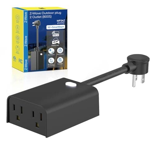 Minoston 800 Series Z-Wave Plug, Outdoor Zwave Smart Plug with 2 Individual Outlets, Waterproof Z-Wave Smart Outlet for Christmas Lights Compatible with SmartThings, Alexa, Zwave Hub Required (MP24Z)