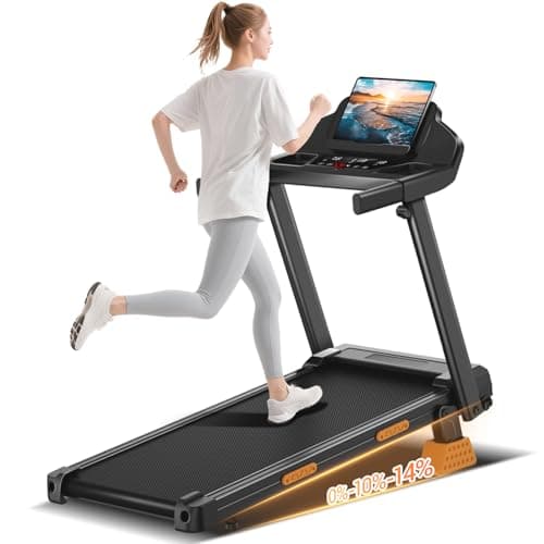 14% Treadmills for Home with Handle, 3 in 1 Portable Treadmill with Incline, Foldable Treadmill with Three Screen, 12 Preset Programs, 400LBS