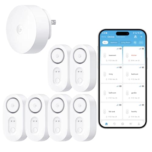 GoveeLife Upgraded Smart Water Leak Detector 1s with 1804ft Ultra-Long Range, WiFi Water Sensor with SMS/Email/APP Push and Sound Alarm, 5-Year Battery Life, Suit for Home, Basement, Kitchen, 6 Pack