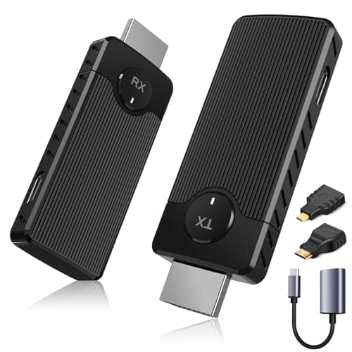Wireless HDMI Transmitter and Receiver for Streaming Kit,Built-in Antenna Low-latency transmission of 1080P HD video streams,Video/Audio to Monitor from PC,Auto Pairing for Laptop/TV/Monitor/Projector