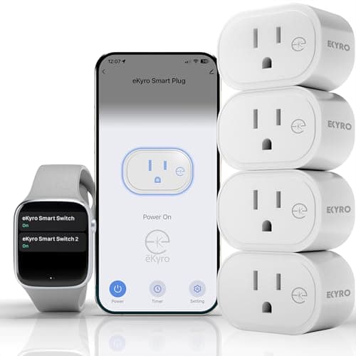 eKyro Smart Plug | Compatible with Alexa, Google Home Assistant, iPhone, Siri, Android, Power Tracking 15A 1800W, No Hub or Subscription Required, Apple Intelligence, Gemini (Non-Monitoring, 4)