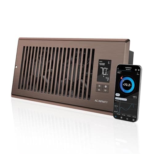 AC Infinity AIRTAP T4 Bronze, Register Booster Fan for 4” x 10” Register Holes, Improves Heating & Cooling Vents, Quiet 10-Speeds, Bluetooth App Control Data Alerts. ONLY FITS 4” x 10” Duct Openings