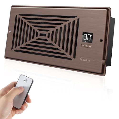 BIOWIND Quiet Register Booster Fan Fits 4" x 10" Register Holes, 10-Speed Smart Heating Cooling AC Vent Fan with Remote Control and Thermostat Control - Bronze