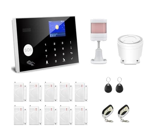 WiFi and 3/4G GSM Home Burglar Security Alarm System Auto Dial with Smart Life and Tuya App Alert, Works with Google Assistant and Alexa
