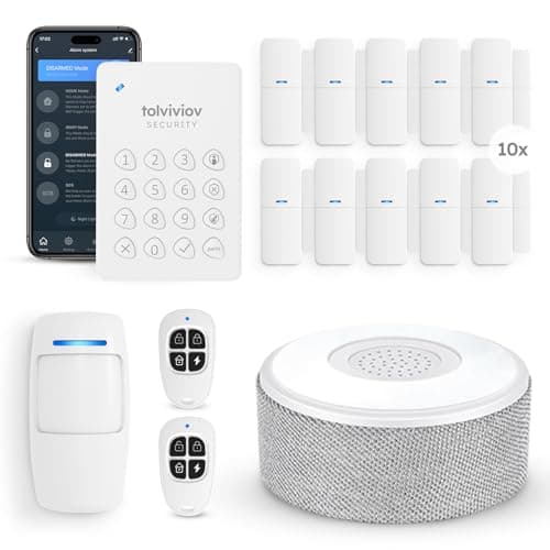 PGST Wifi Home Alarm System,Smart Home Security Systems with Instant Tuya App Alerts,8 PCS Door Alarm Kits Siren Hub with Motion and Door Sensors,Remote,Work with Alexa for Villa,Apartment,Kids Safety