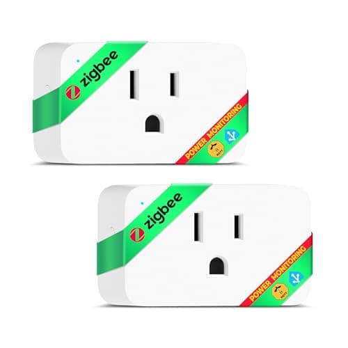 ZigBee Smart Plug, Energy Monitoring, Zigbee Hub Required, ETL Certified, Compatible with Alexa, Google Home, Home Assistant, SmartThings, Remote App Control, Smart Outlet, 2 Pack