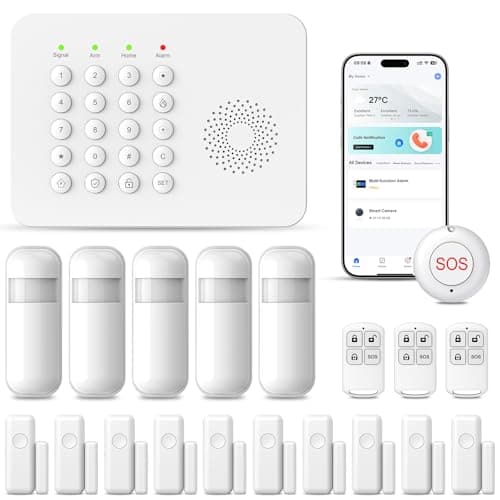 tolviviov Home Alarm System(2nd Gen), 12 Pieces Smart Home Alarm Security System DIY No Monthly Fee, Phone Alert, Alarm Siren, Door/Window Sensors, Remotes, Work with Alexa, for House Apartment Office