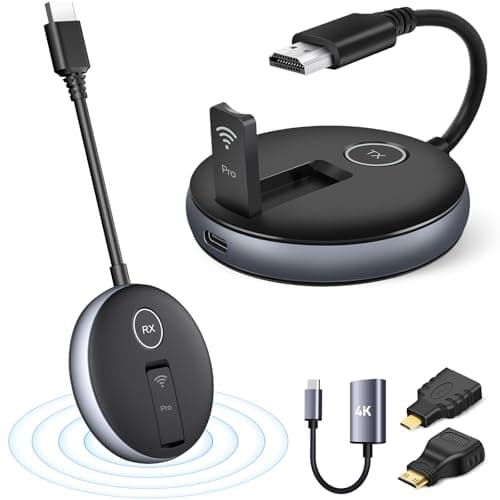 Wireless HDMI Transmitter and Receiver- Plug and Play Extender Kit, Multi-TV(1TX UP to 4RX), 50M/165FT @60Hz 5.8G/2.4G- Stream Video from Laptop to HDTV/Projector/Monitor