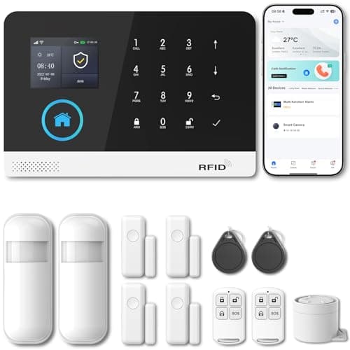 PGST Alarm System for Home Security, Smart Home Security System,12-Piece Kit (Alarm Siren, Door Window Sensor, Remote),WiFi Phone Alert,Work with Alexa, No Monthly Fee,for House Apartment Office