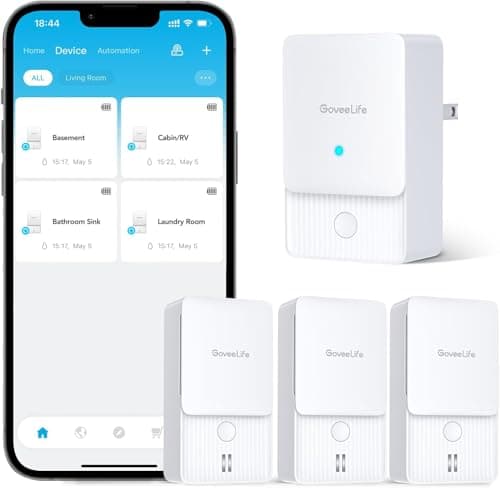 GoveeLife Premium Smart Water Leak Detector 2 with 1968ft Ultra-Long Range, WiFi Water Sensor with SMS/Email/APP Push and Sound Alarm, 5-Year Battery Life, Suitable for Home, Basement, Kitchen, 3 Pack