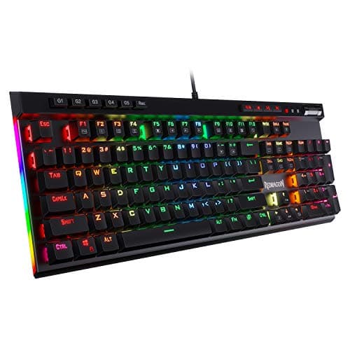 Redragon K580 VATA RGB LED Backlit Mechanical Gaming Keyboard with Macro Keys & Dedicated Media Controls, Hot-Swappable Socket, Onboard Macro Recording (Blue Switches)