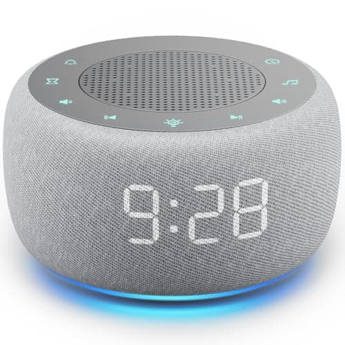 Buffbee Alarm Clock with Sound Machine for Bedrooms – 2-in-1 White Noise Machine for Sleep, Gentle Wake-Up with Soft Alarm Sounds, Ambient Night Light, Plug-in, Sleep Better, Wake Gently