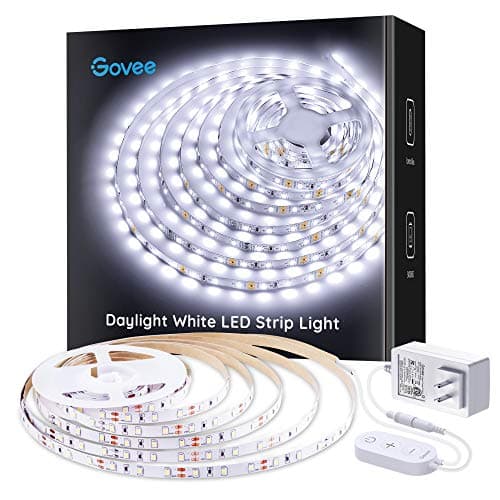 Govee White LED Strip Lights, Upgraded 16.4ft Dimmable LED Light Strip 6500K Bright Daylight White, Strong Adhesive, Strong Adhesive, 300 LEDs Flexible Tape Lights for Mirror, Kitchen Cabinet, Bedroom, Christmas Decor
